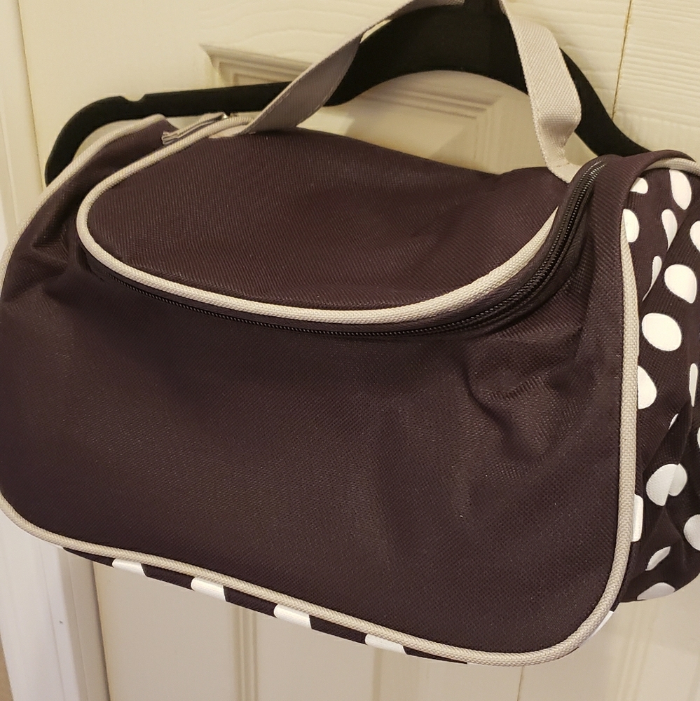 Purple & White Tote W/ Pouch